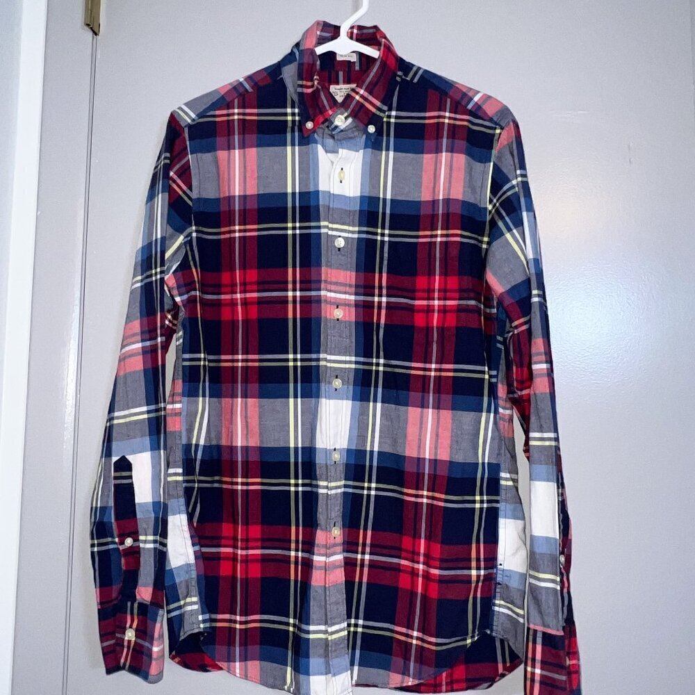 J. Crew Factory Slim Fit Summer Plaid Shirt Size S